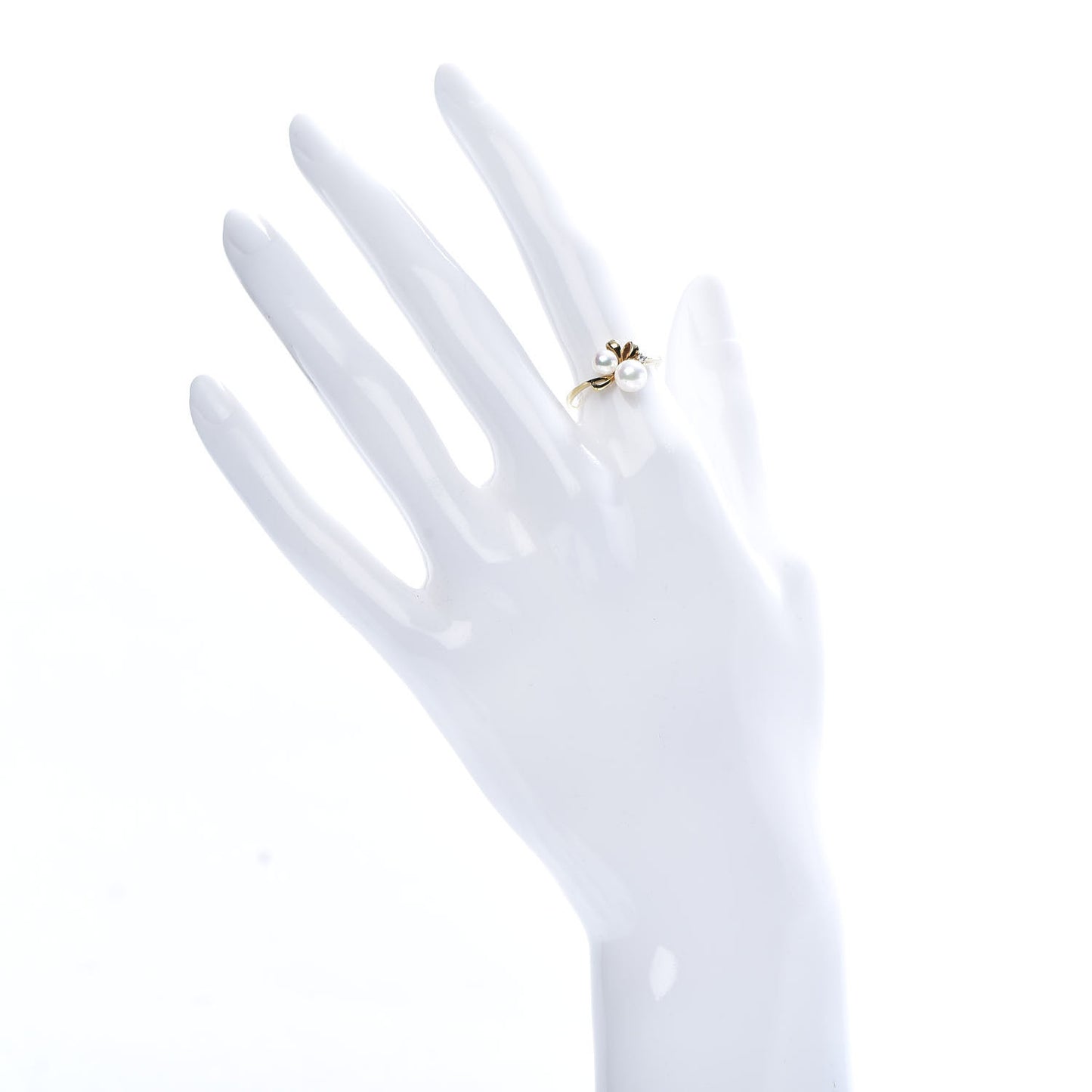 18K Yellow Gold Diamond Pearl Cluster Ring 52 6