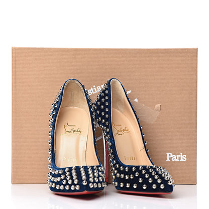 Christian Louboutin Velvet Specchio Billy 120 Spike Pumps 35 Silver Eclipse 10 of 10