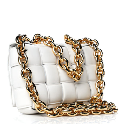 Bottega Veneta Lambskin Maxi Intreccio Padded Chain Cassette Crossbody Bag White 6 of 16