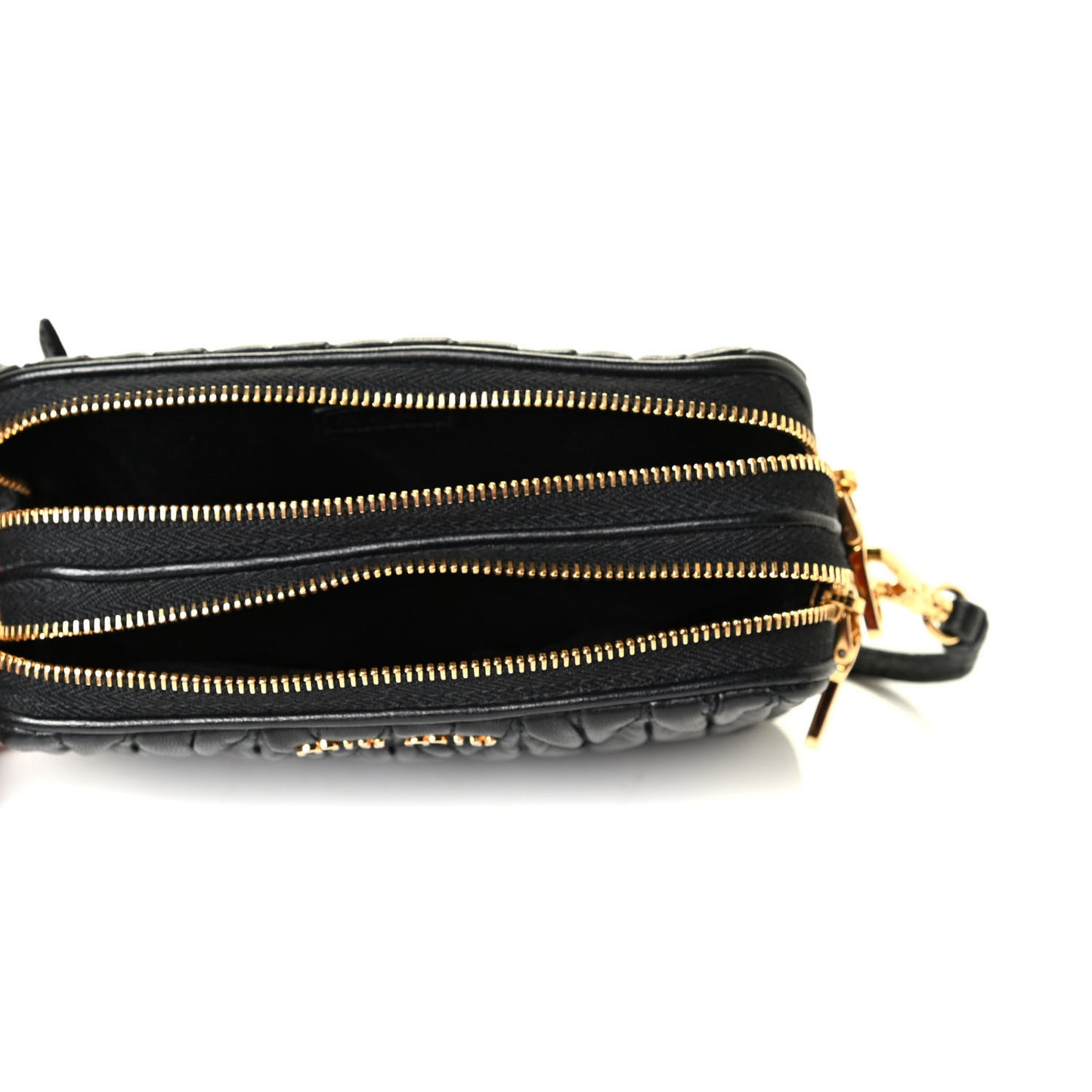 Nappa Matelasse Double Zip Wristlet Black