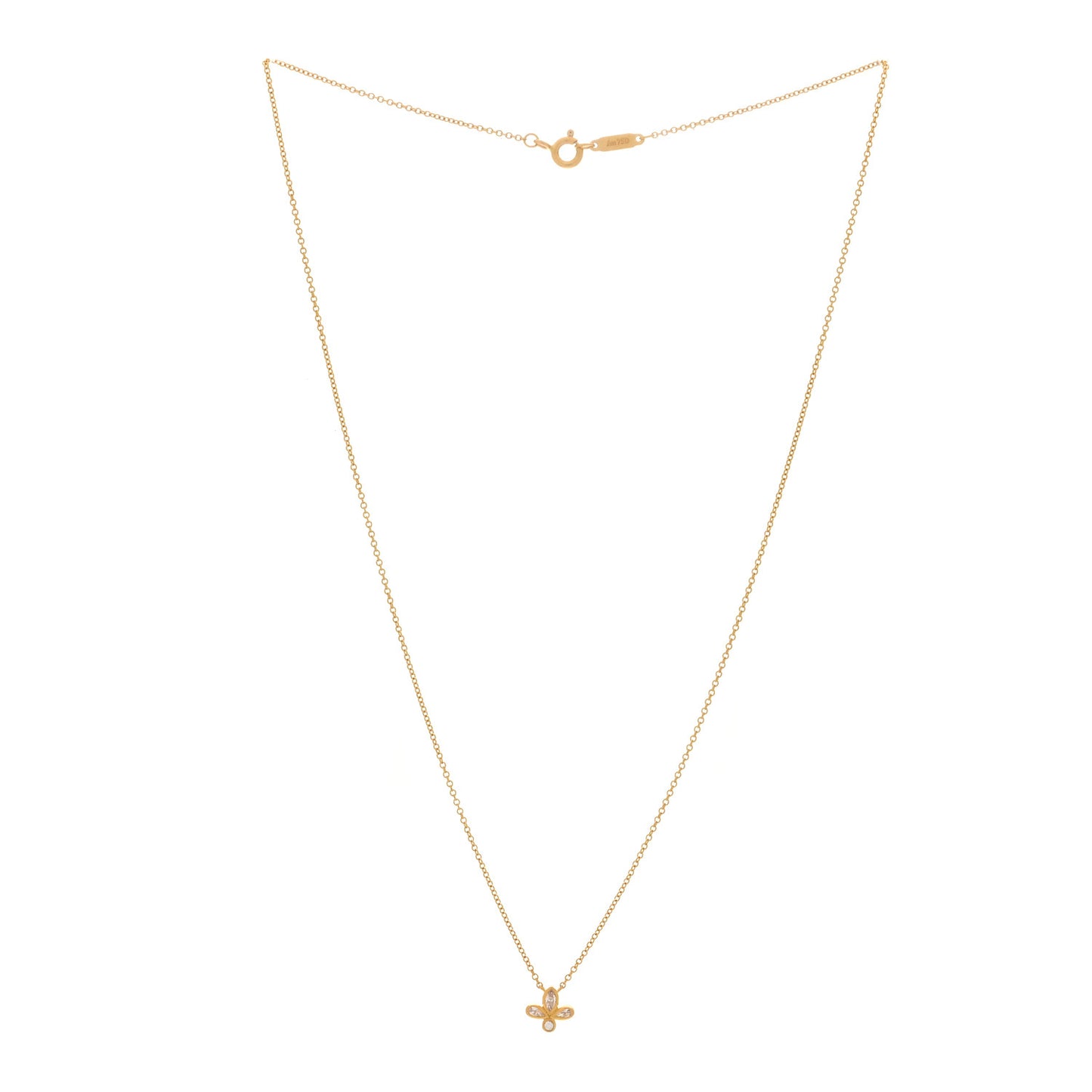 18K Yellow Gold Diamond Fleur de Lis Pendant Necklace