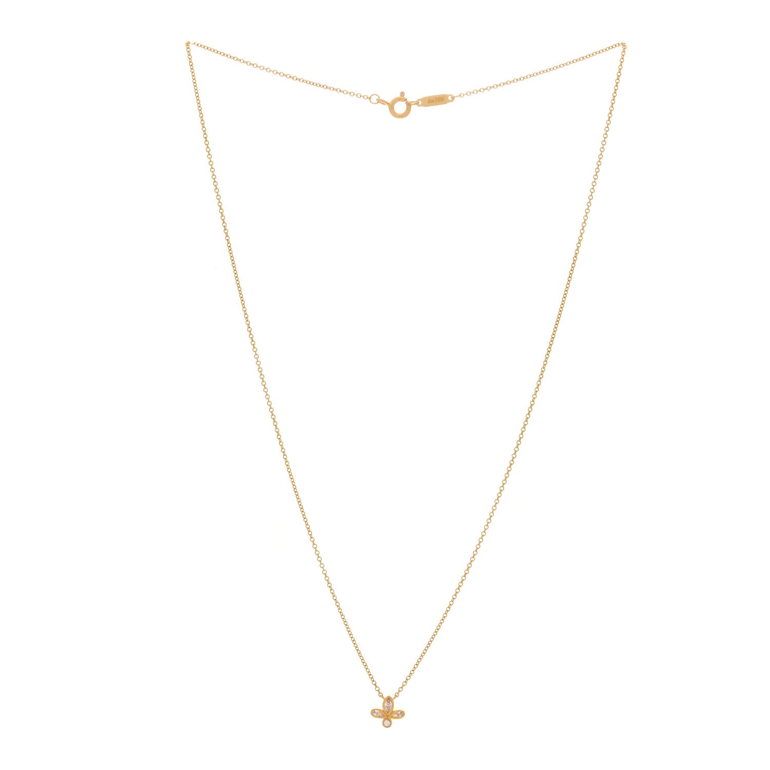 Tiffany 18K Yellow Gold Diamond Fleur de Lis Pendant Necklace 3 of 6