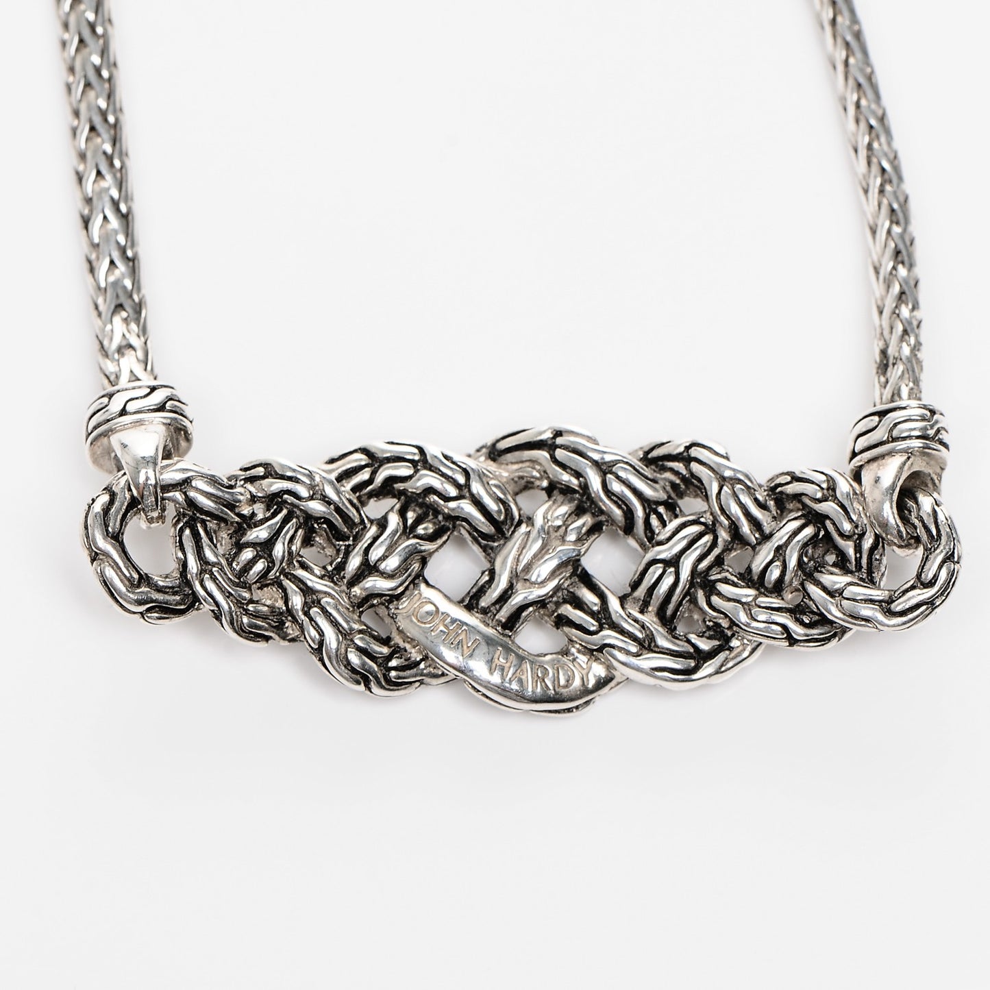 Sterling Silver Diamond Braided Chain Bracelet