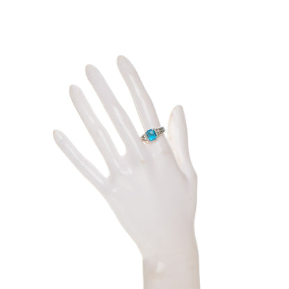 David Yurman Sterling Silver Diamond Blue Topaz 10mm Petite Wheaton Ring 57 8 2 of 5