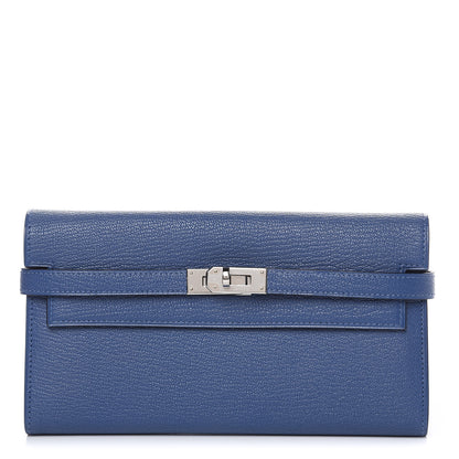 Hermes Chevre Mysore Kelly Longue Wallet Bleu Brighton 1 of 17