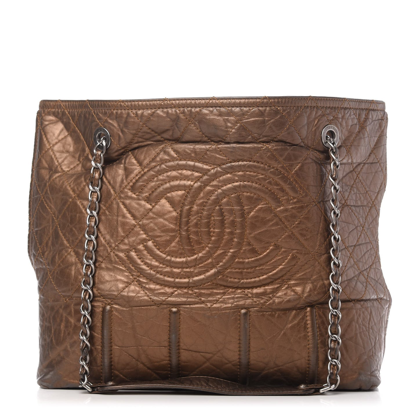 Metallic Aged Calfskin Large Shopping In Moscow Tote Bronze