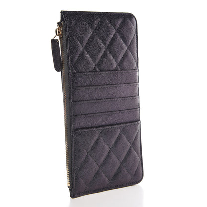 Chanel Iridescent Caviar Quilted Classic Flat Wallet Pouch Black 3 of 8