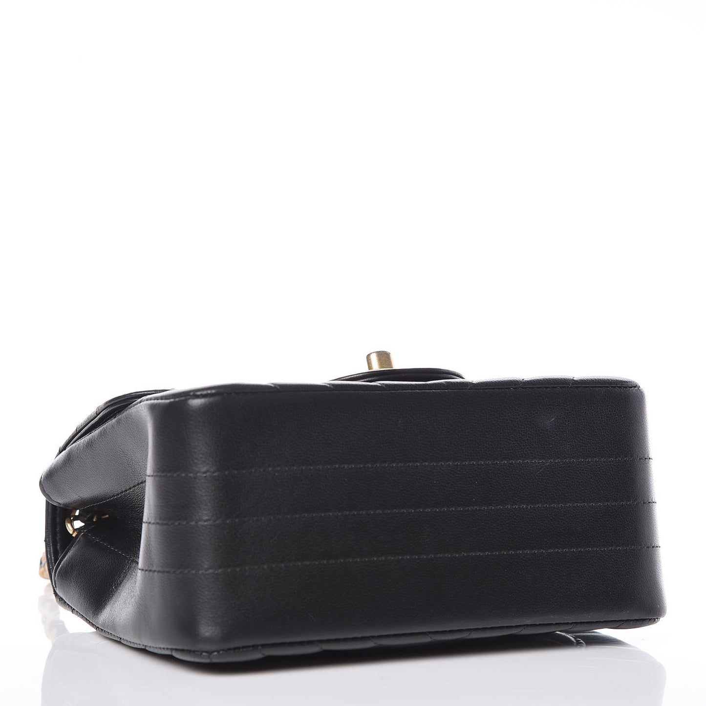 Lambskin Chevron Quilted Mini Square Flap Black