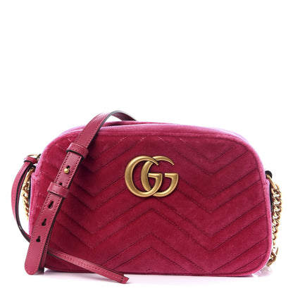 Gucci Velvet Matelasse Small GG Marmont Chain Shoulder Bag Light Raspberry Rose 1 of 9