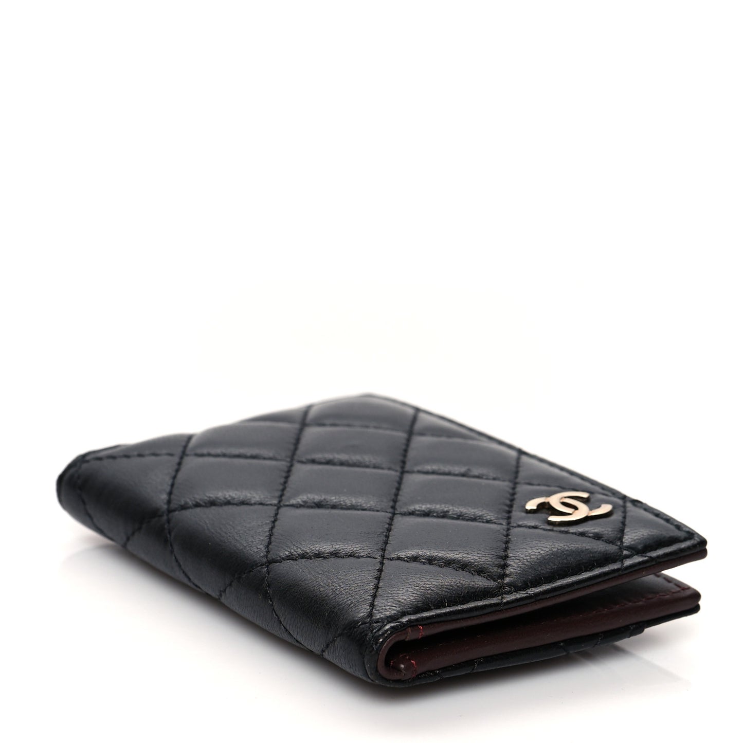 Lambskin Quilted Card Holder Wallet Black