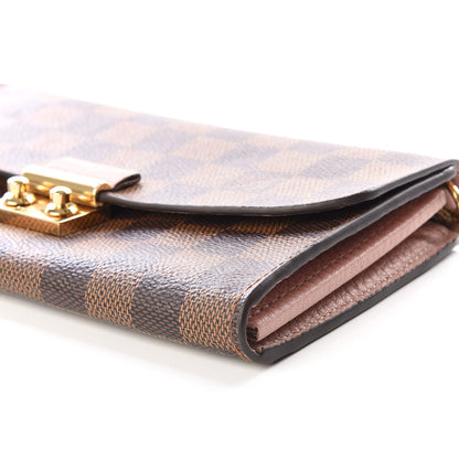 Louis Vuitton Damier Ebene Croisette Chain Wallet Rose Ballerine 6 of 8