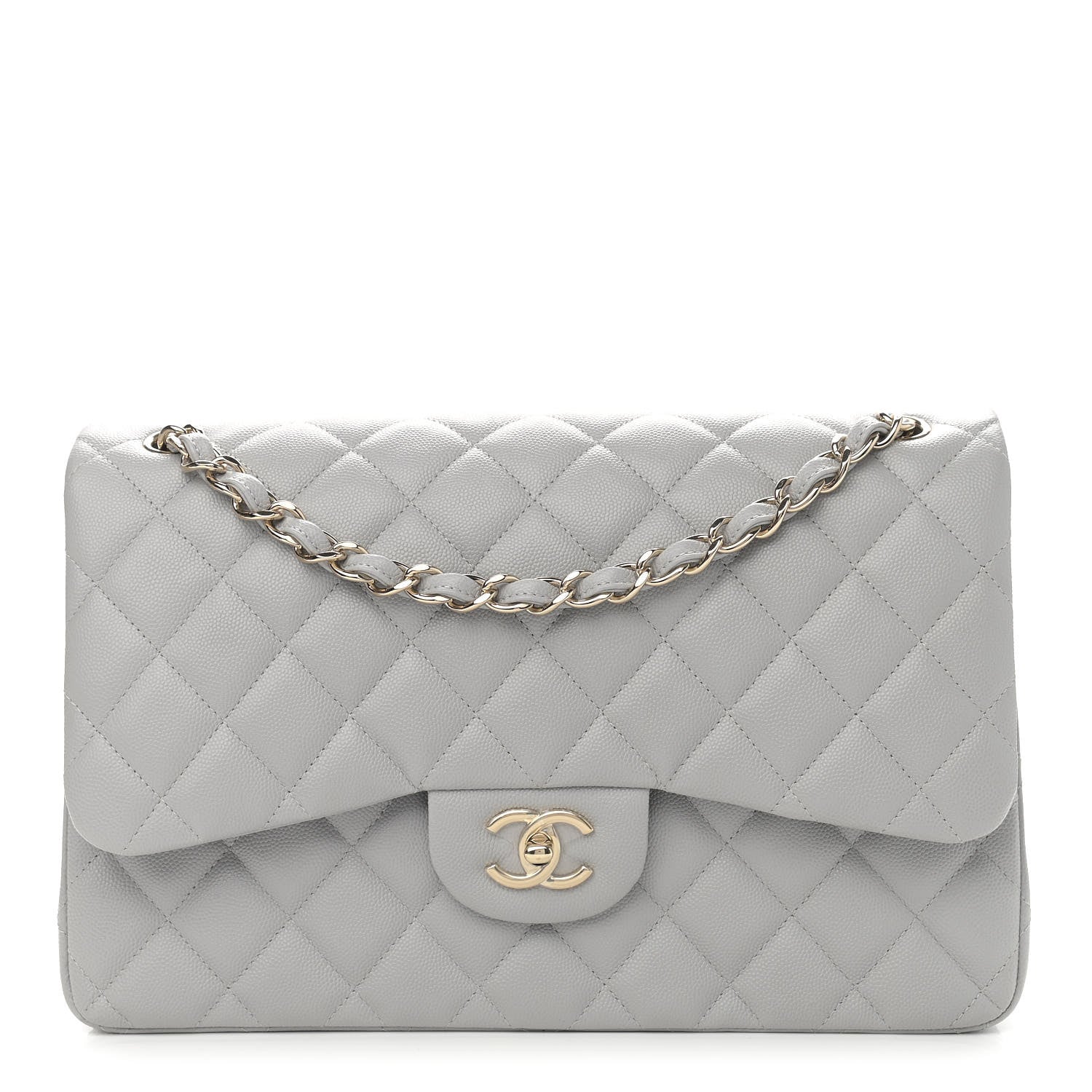 Chanel Caviar Quilted Jumbo Double Flap Grey 1 of 9