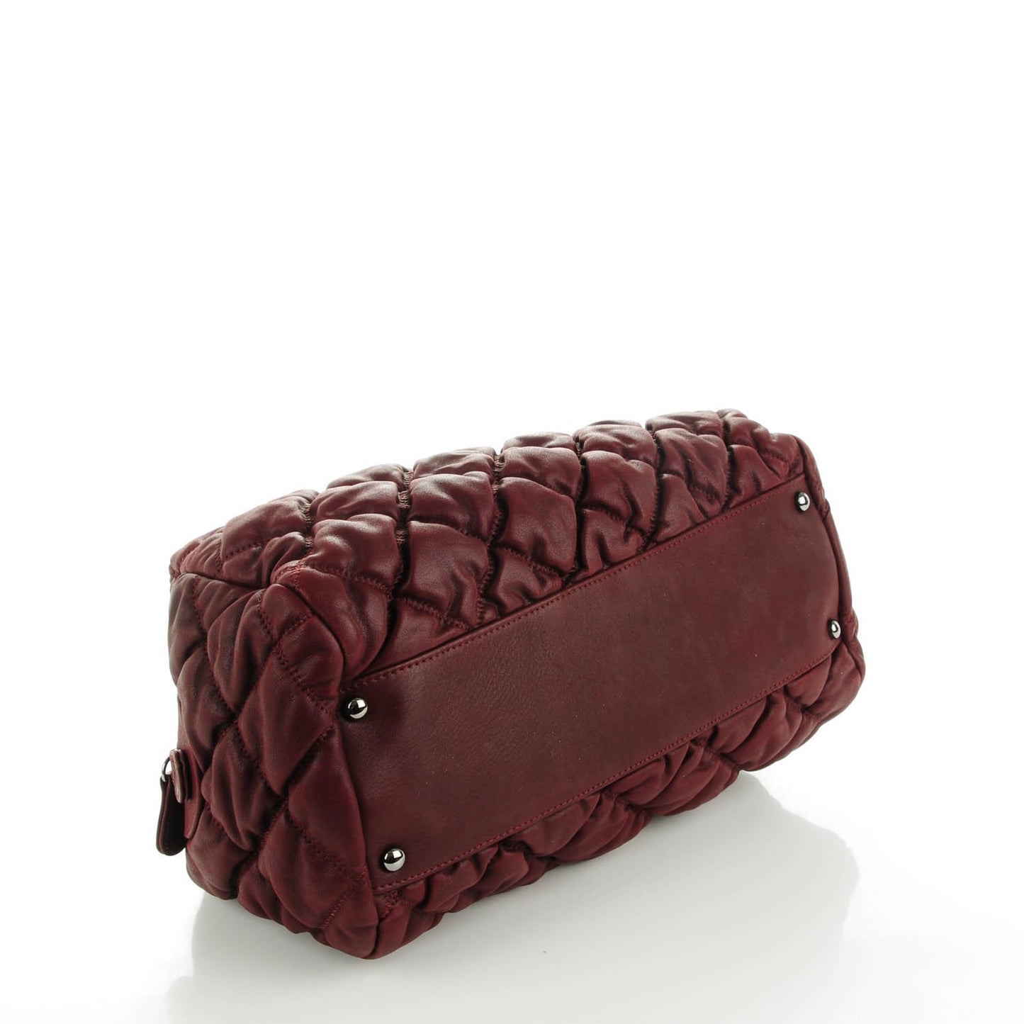 Calfskin Bubble Quilt Bowler Bordeaux