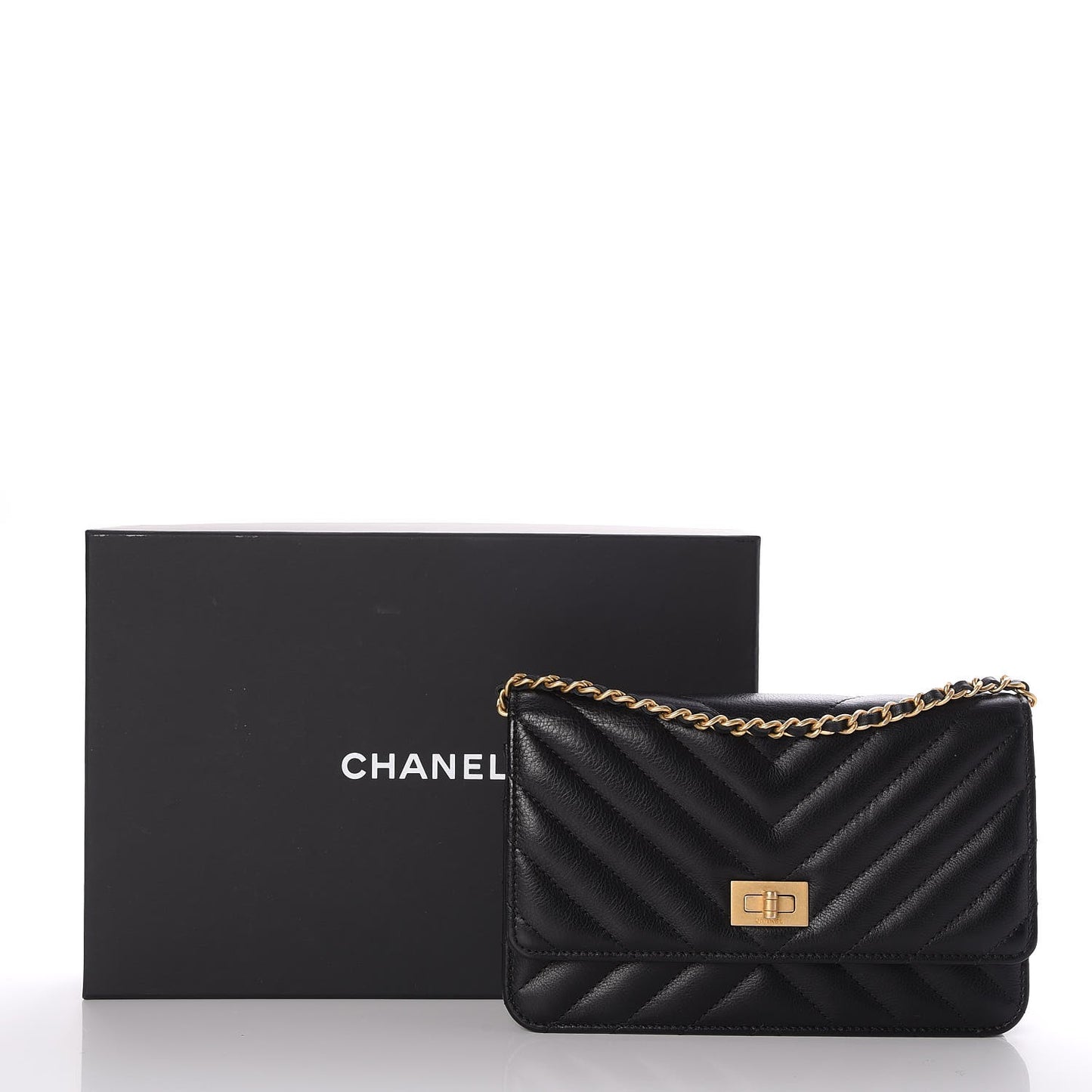 Sheepskin Chevron Reissue Wallet On Chain WOC Black