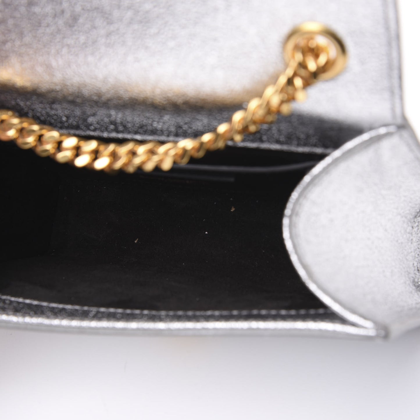 Metallic Calfskin Small Classic Monogram Kate Satchel Pale Gold