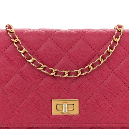 Chanel Caviar Quilted 2.55 Reissue Wallet On Chain WOC Dark Pink 9 of 13