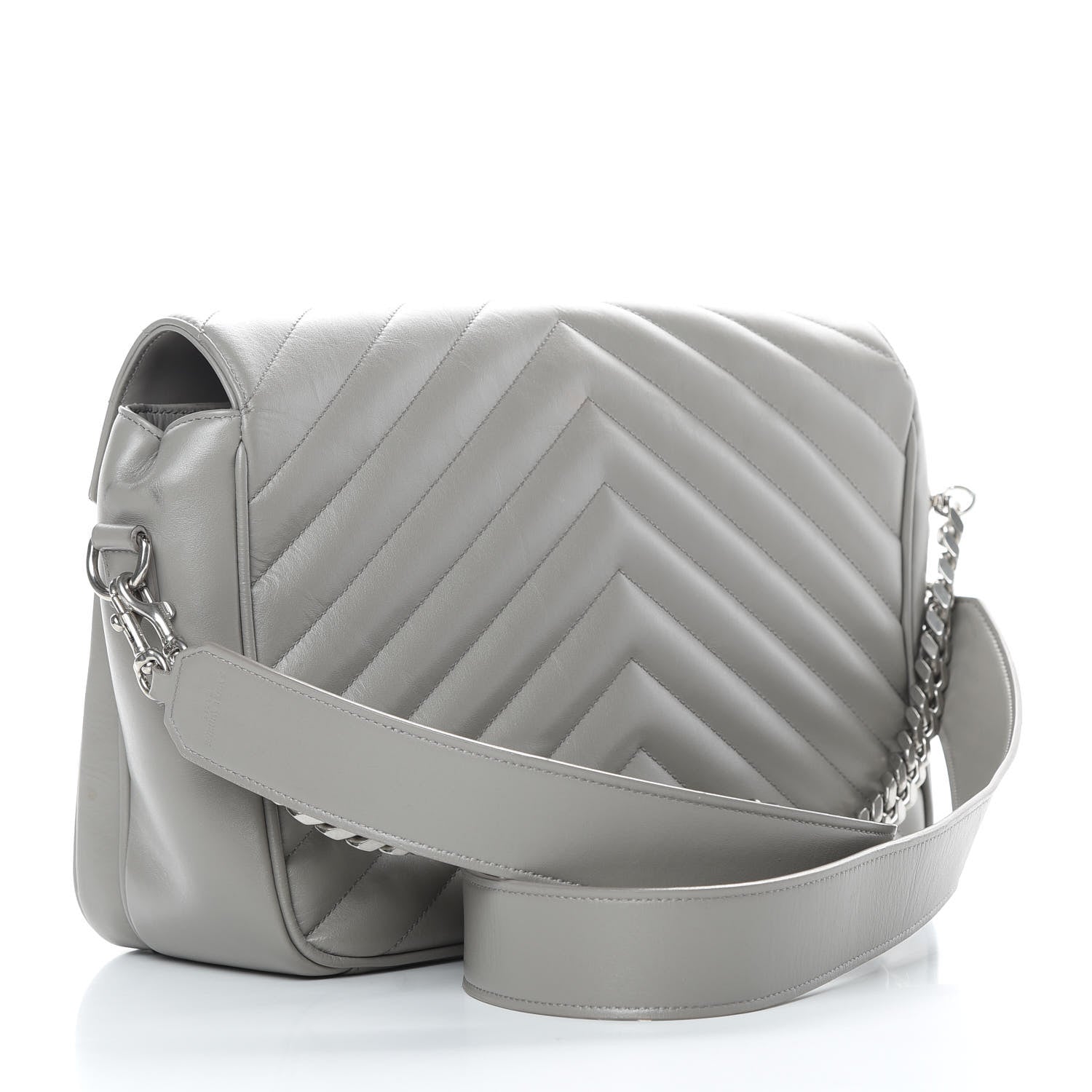 Saint Laurent Calfskin Y Quilted Monogram Loulou Shoulder Bag Pearl Grey 3 of 14