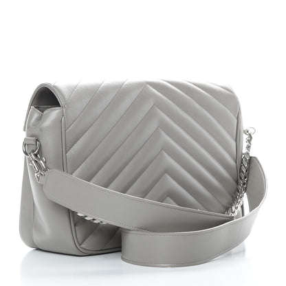 Saint Laurent Calfskin Y Quilted Monogram Loulou Shoulder Bag Pearl Grey 3 of 14