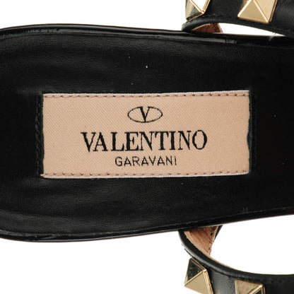 Valentino Garavani Glossy Python Rockstud Ankle Strap Low Heel Pumps 37 Black 7 of 7