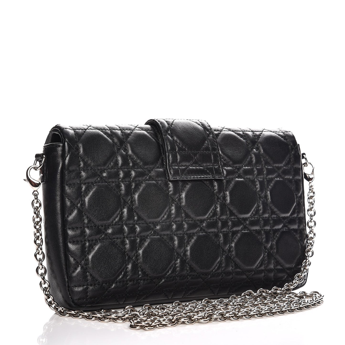 Lambskin Cannage New Lock Pouch Black