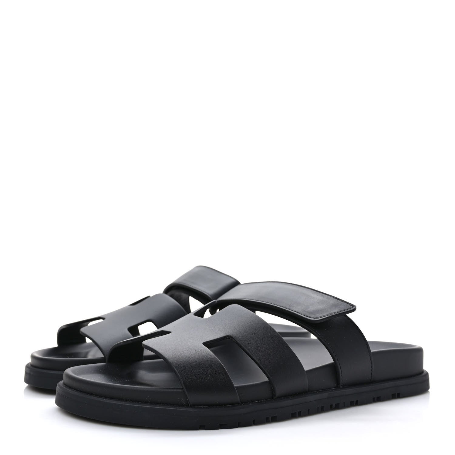 Hermes Calfskin Womens Chypre Sandals 39.5 Black 3 of 9