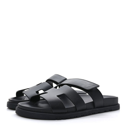 Hermes Calfskin Womens Chypre Sandals 39.5 Black 3 of 9