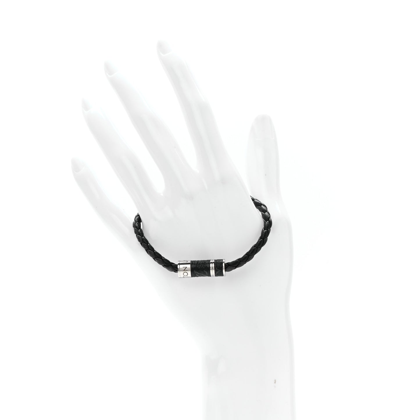 Calfskin Monogram Eclipse Braided Bracelet 19 Black