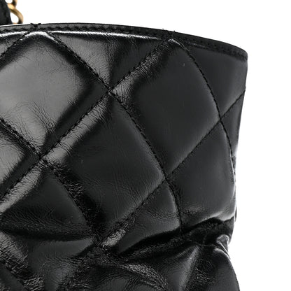 Chanel Glazed Calfskin Quilted Gold Bar Tote Black 13 of 13