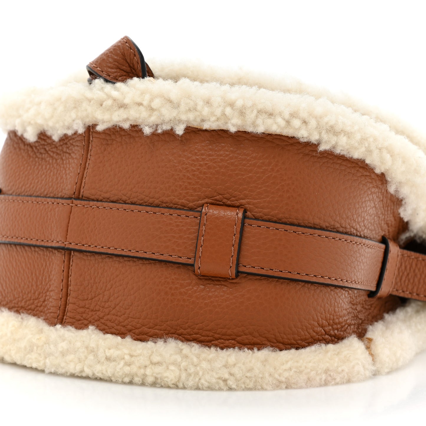 Calfskin Shearling Small Marcie Saddle Bag Bag Tan