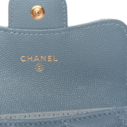 Chanel Iridescent Caviar Quilted Flap Card Holder Wallet Light Blue 6 of 8