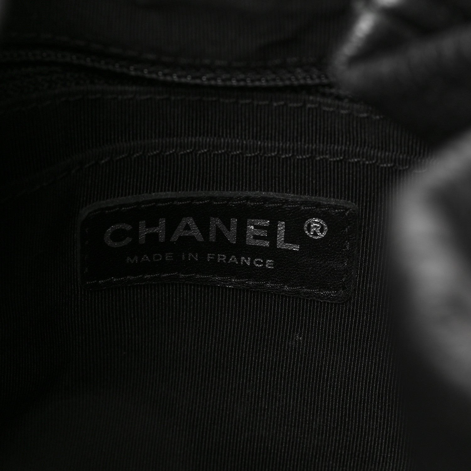 Chanel Deerskin Chevron Small CC Chain Bucket Drawstring Bag Black 6 of 8