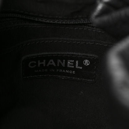 Chanel Deerskin Chevron Small CC Chain Bucket Drawstring Bag Black 6 of 8