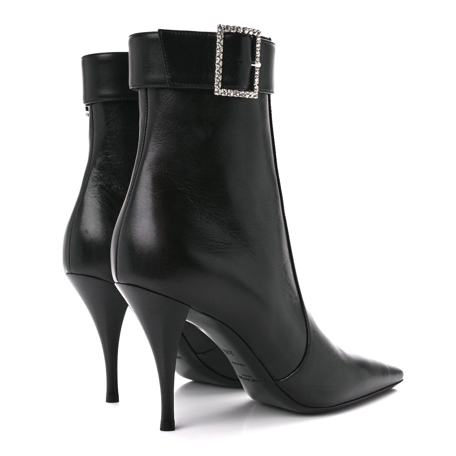Saint Laurent Goatskin Crystal Buckle Claude 90 Ankle Booties 39.5 Black 4 of 9