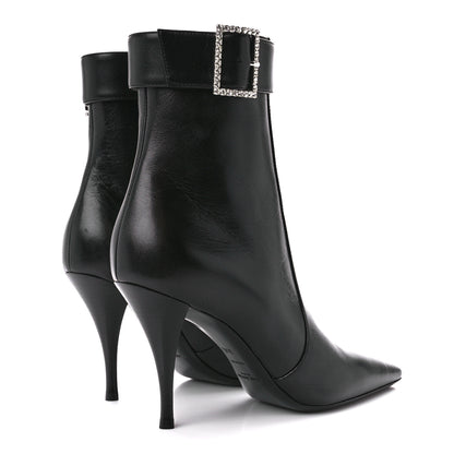 Saint Laurent Goatskin Crystal Buckle Claude 90 Ankle Booties 39.5 Black 4 of 9