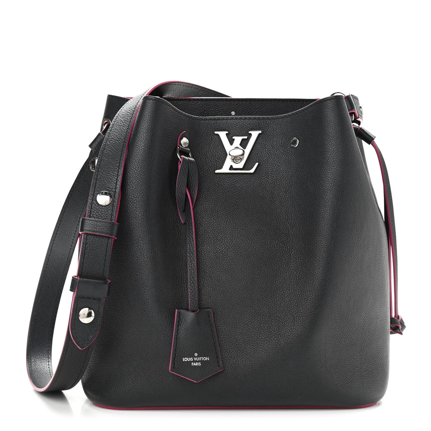 Calfskin Lockme Bucket Black