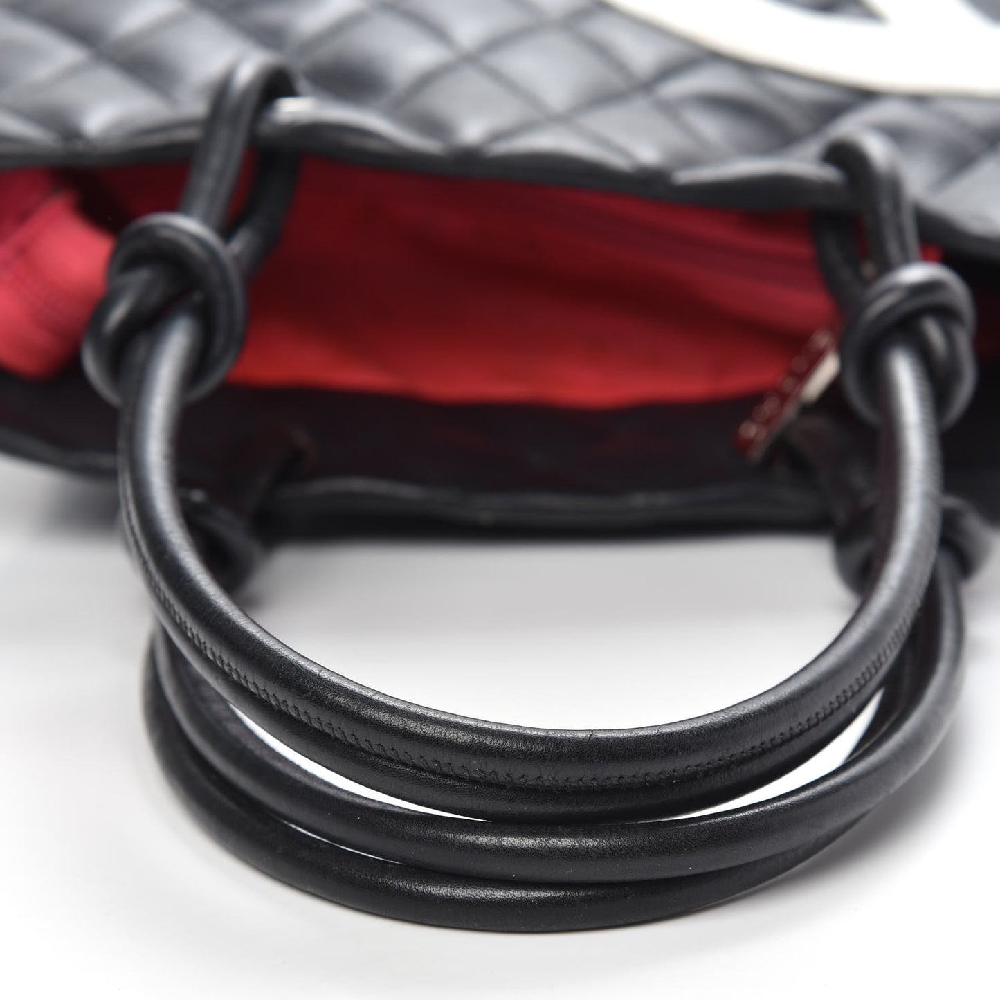Calfskin Quilted Medium Cambon Tote Black White