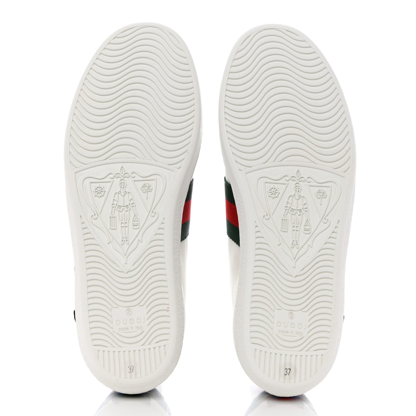 Calfskin Web Floral Embroidered Womens Ace Sneakers 37 White