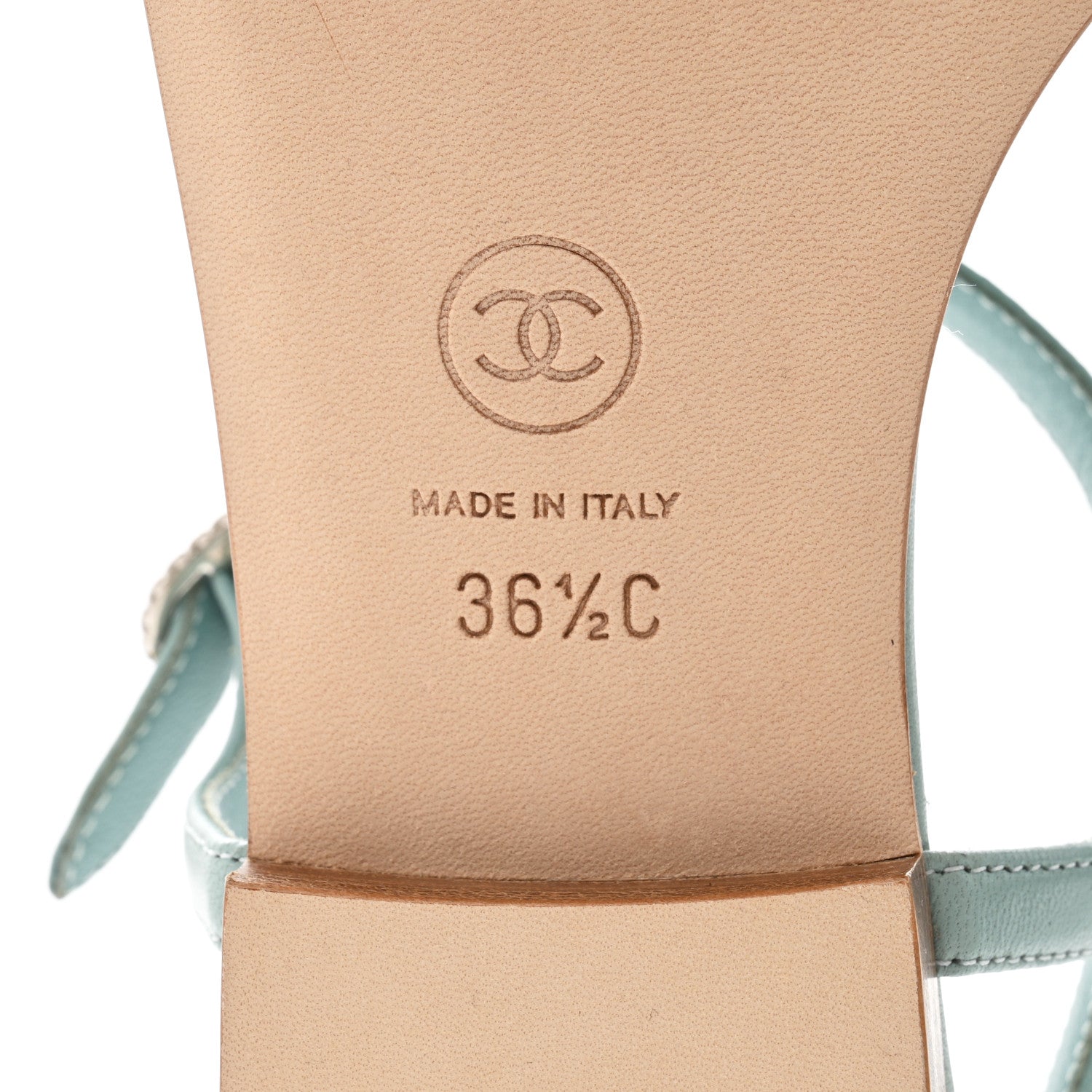 Chanel Lambskin Crystal CC Thong Sandals 36.5 Light Blue 6 of 8