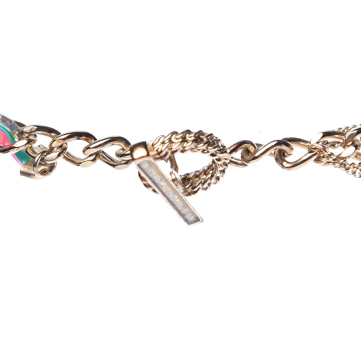 Chanel Crystal Enamel Pearl CC Logo Chain Long Necklace Gold Multicolor 5 of 7