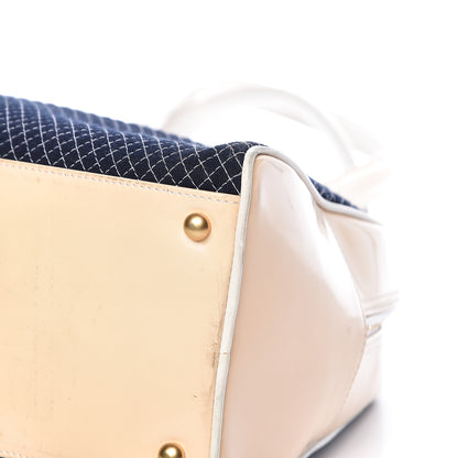 Chanel Patent Jersey Quilted Bowler Navy Blue 16 of 18