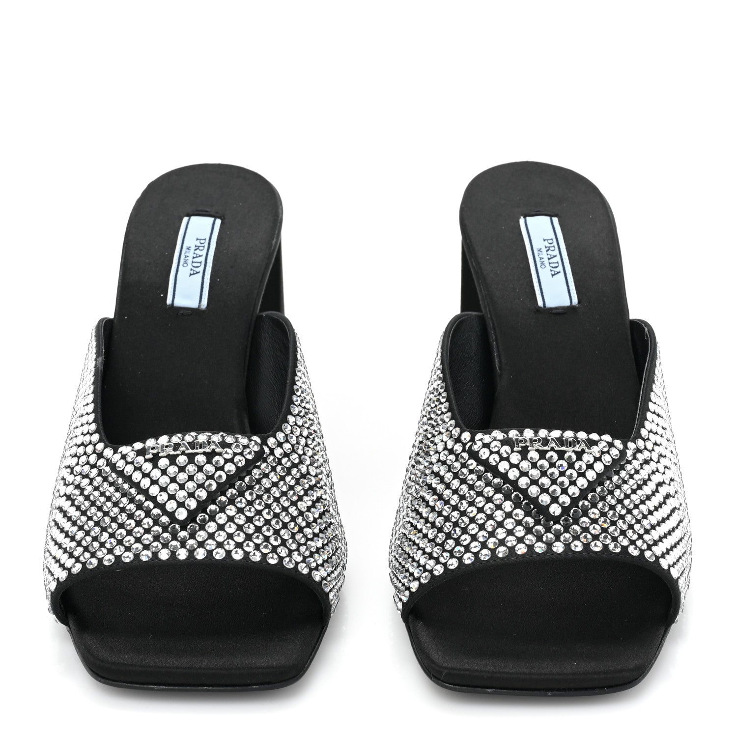 Prada Satin Crystal Logo 65mm Slide Sandals 37 Cristal 2 of 8