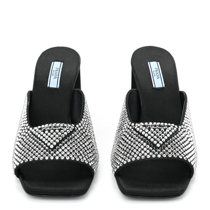 Prada Satin Crystal Logo 65mm Slide Sandals 37 Cristal 2 of 8