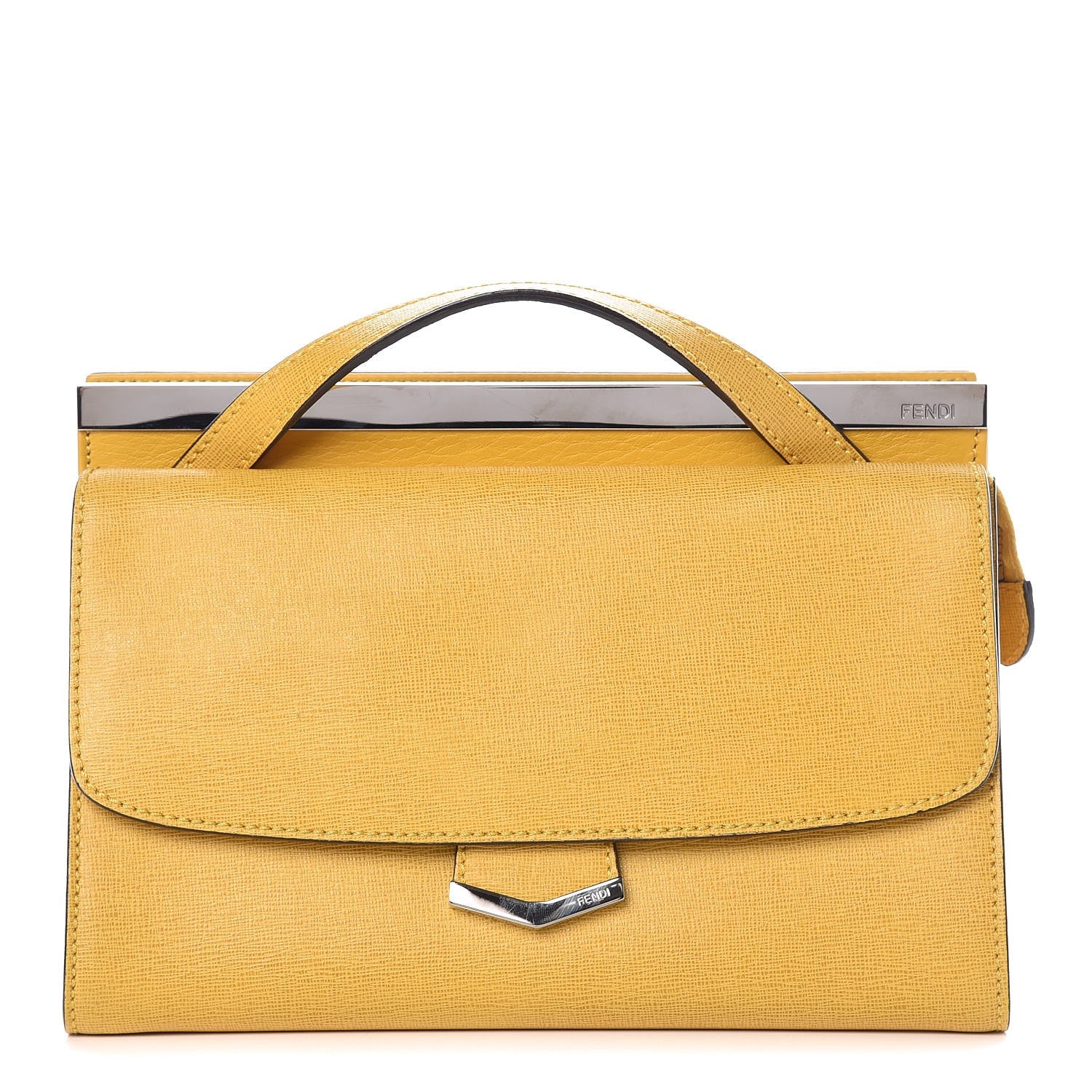 Fendi Vitello Elite Flamingo Mini Demi Jour Shoulder Bag Mustard 1 of 9