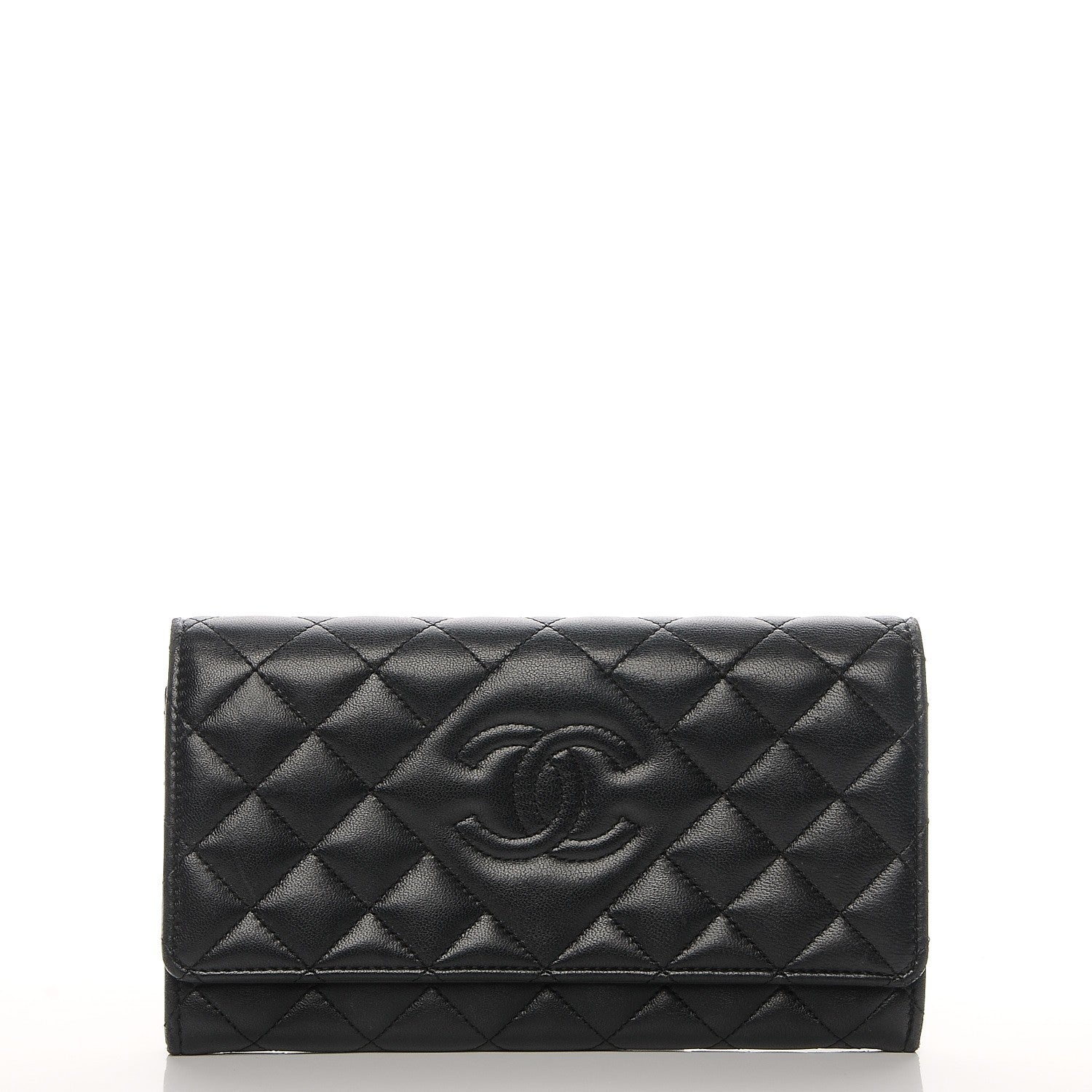 Chanel Lambskin Quilted Large Diamond CC Flap Wallet Black 1 of 9