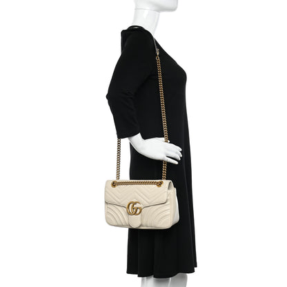 Gucci Calfskin Matelasse Small GG Marmont Shoulder Bag White 2 of 12