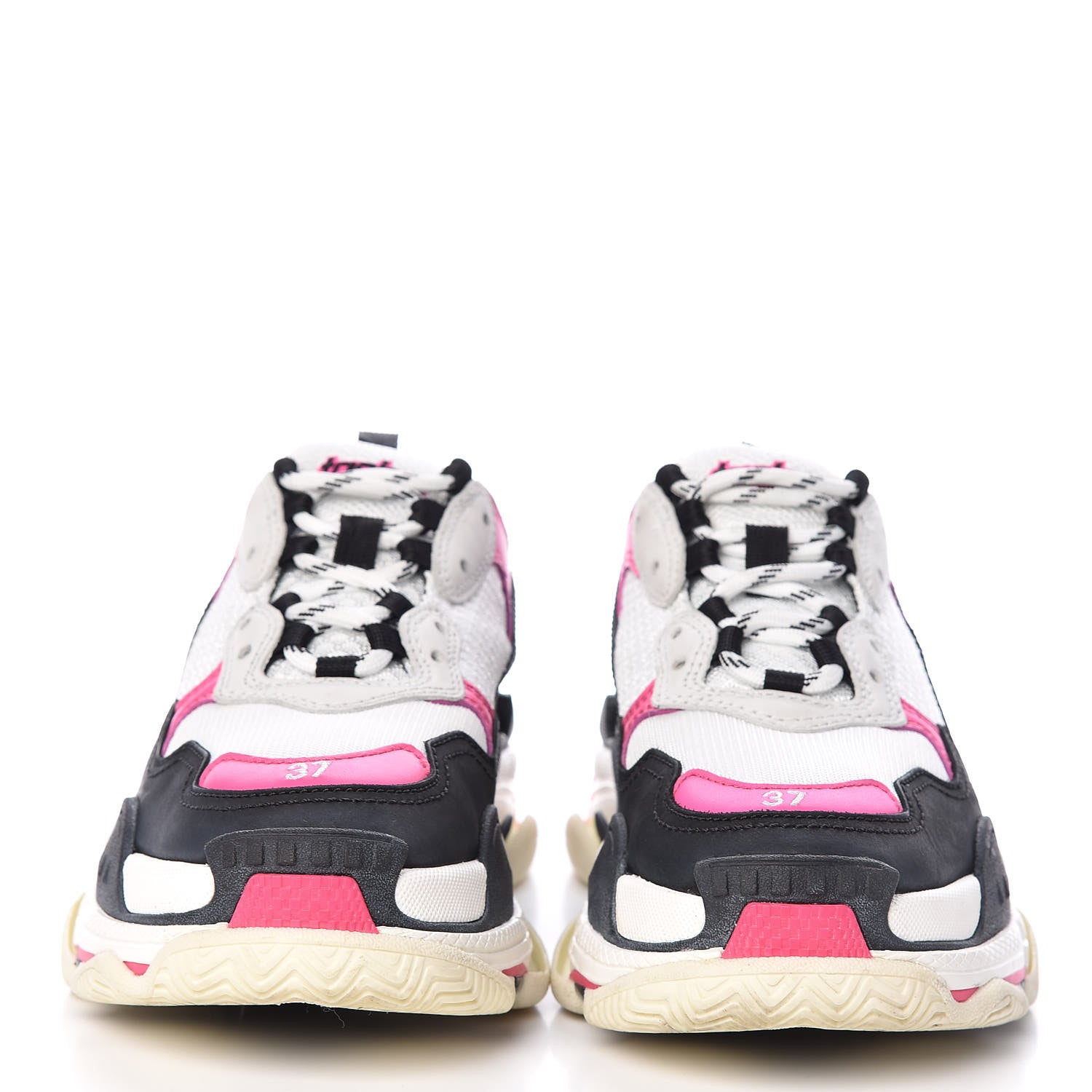 Balenciaga Fabric Mesh Womens Triple S Sneakers 37 Rose Fluo Black White 2 of 12