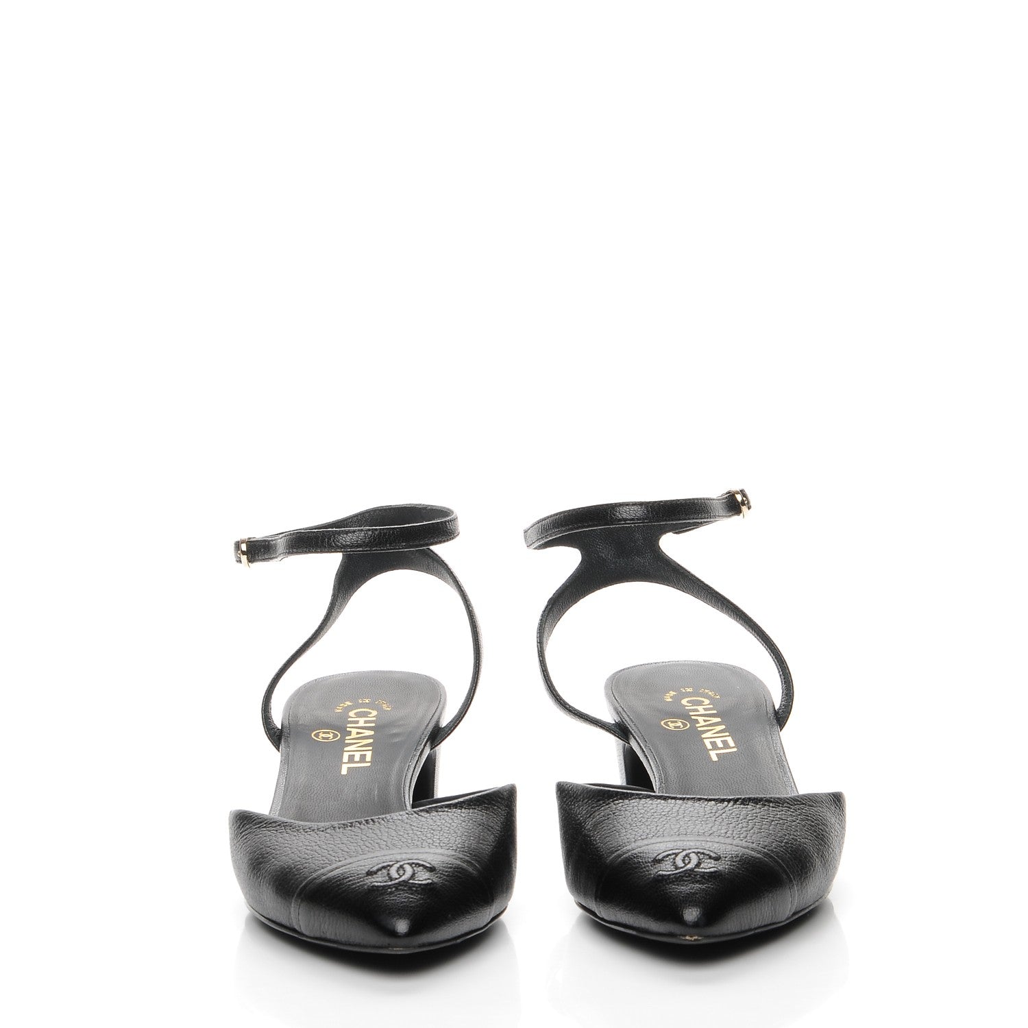 Chanel Goatskin Cap Toe CC Slingback Sandals 40.5 Black 2 of 10