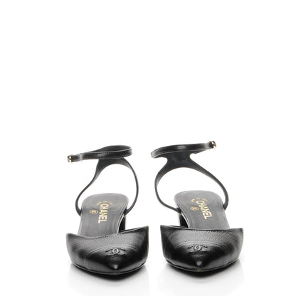 Chanel Goatskin Cap Toe CC Slingback Sandals 40.5 Black 2 of 10