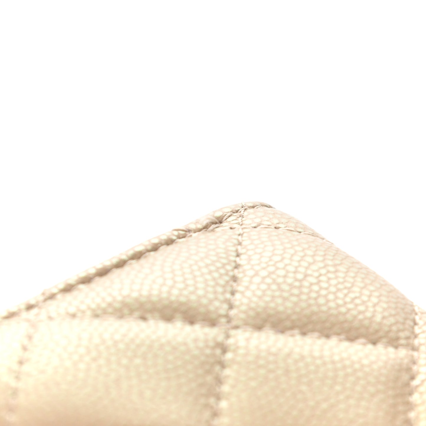 Iridescent Caviar Quilted Zip Around Coin Purse Beige