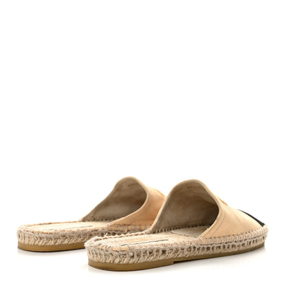 Chanel Denim CC Espadrille Mules 37 Beige Black 5 of 9